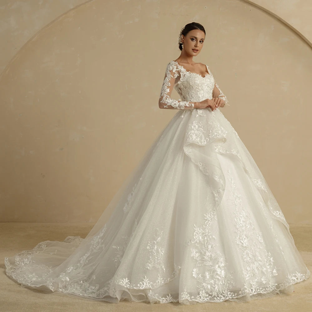 BEPEITHY Customized Luxury Strapless A Line Glitter Wedding Dresses Off The Shoulder Women Ivory Bling-Bling Bride Bridal Gown