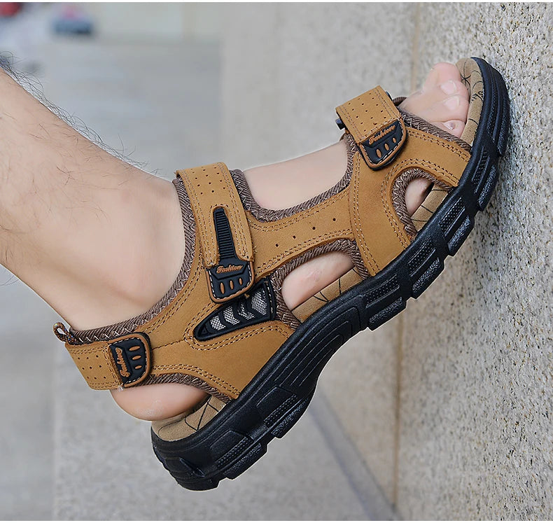 Hot Sale Summer Men's Sandals Outdoor Non-slip Men's Beach Sandals Handmade Genuine Leather Men's Shoes Fashion Men Sneakers