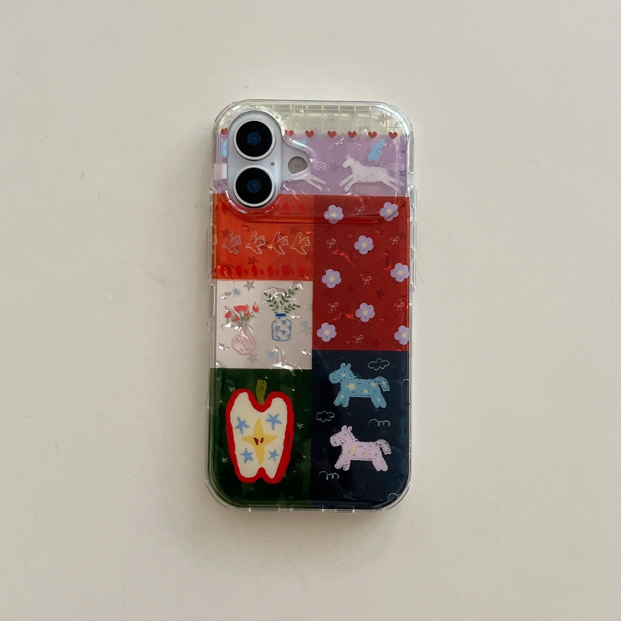 Playful Patchwork Cute Cartoon Motifs Colorful Collage Design Phone Case for iPhone 17 16 15 14 13 Pro Max Back Phone Cover Capa