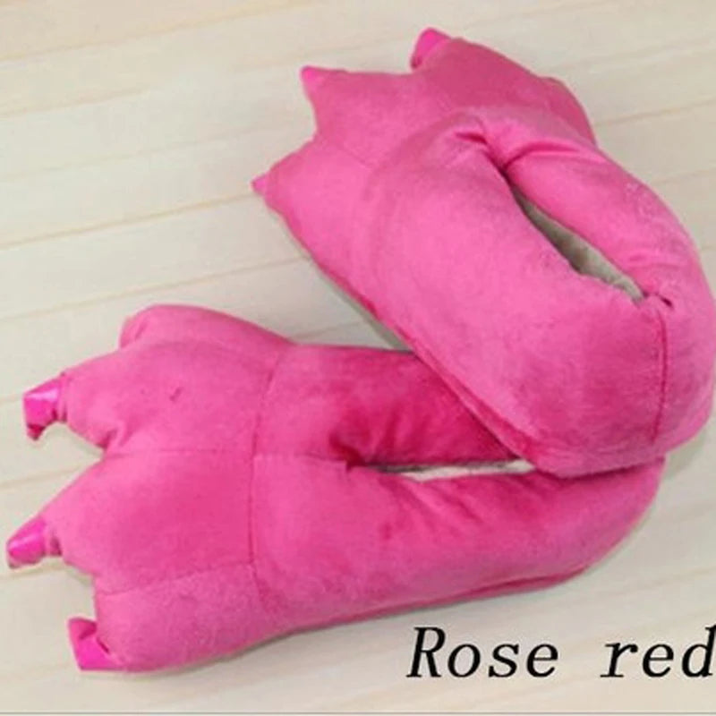2025 Winter Warm Soft Indoor Floor Slippers Women Men Shoes Paw Funny Animal Christmas Monster Dinosaur Claw Plush Home