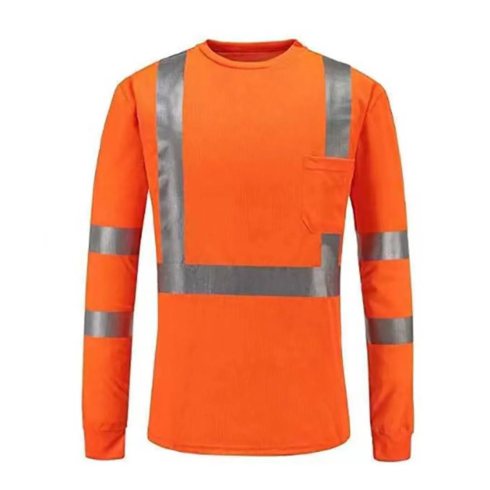 Sweat Absorbing Breathable T-shirts Dry Outdoor Safety Construction Workwear Reflective Strip Long Sleeved T-shirt With Pocket