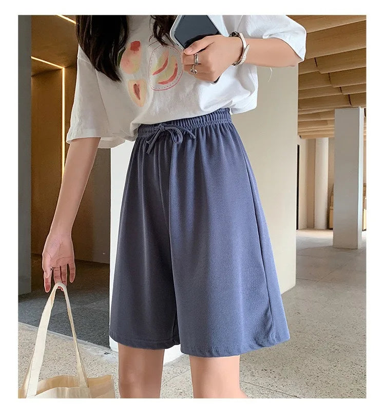 New Women Shorts Summer Casual Loose high waist loose shorts for girls Soft Cool female Outwear Sports shorts