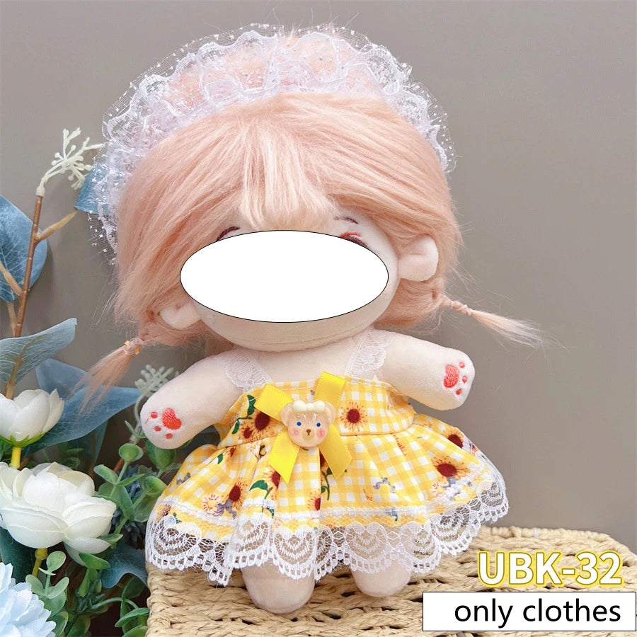 20cm Cotton Doll Clothes Cute Dress Lolita Vintage Doll Clothes for Plush Doll Idol Dolls For Cotton Stuffed Dolls  Accessories