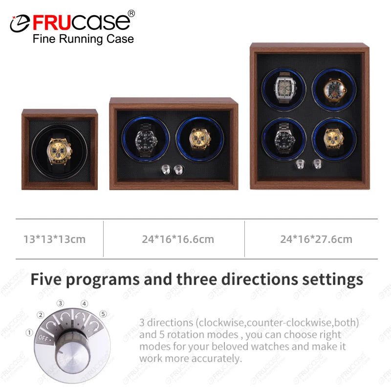 FRUCASE WOODEN Watch Winder for Automatic Watches Watches Box Jewelry Watch Display Collector Storage With LED