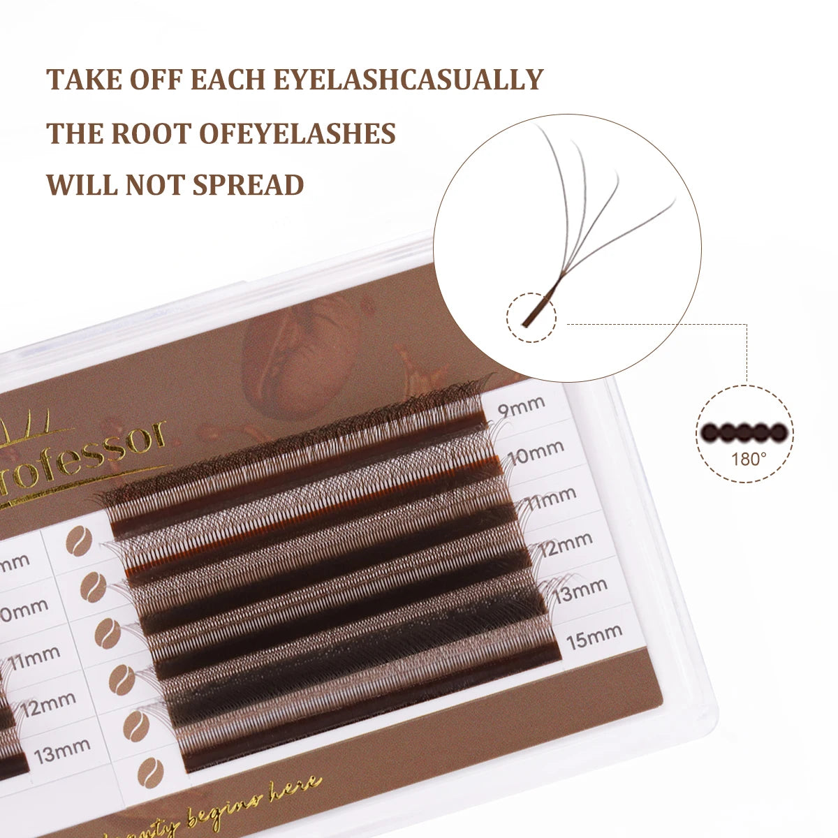 NEW Brown 4D W-Shaped Eyelashes Extension Premium Premade Volume Fan Eyelash Bloom Automatic Flowering Clover Makeup Fake Lashes