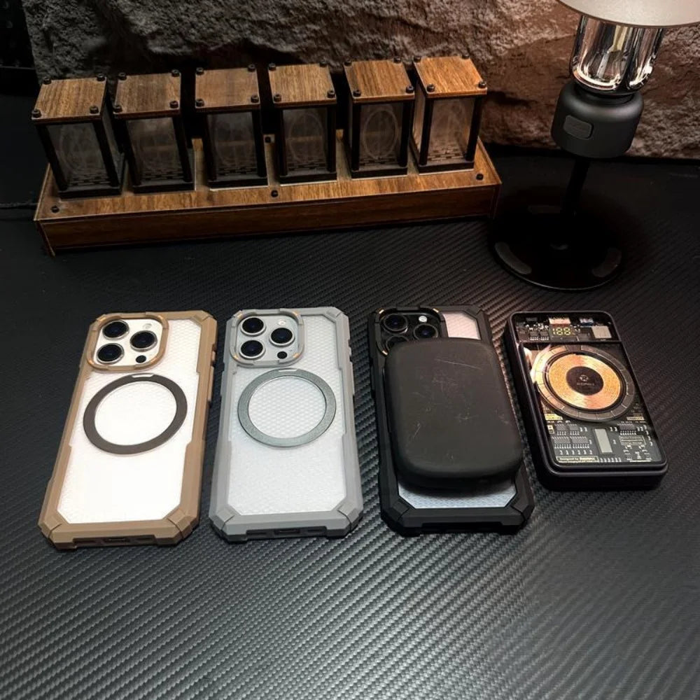 Rugged Shockproof Metal Magnetic Case For iPhone 17 Air 16 15 14 13 12 Pro Max Plus Holder With Camera Glass Ring Armor Cover