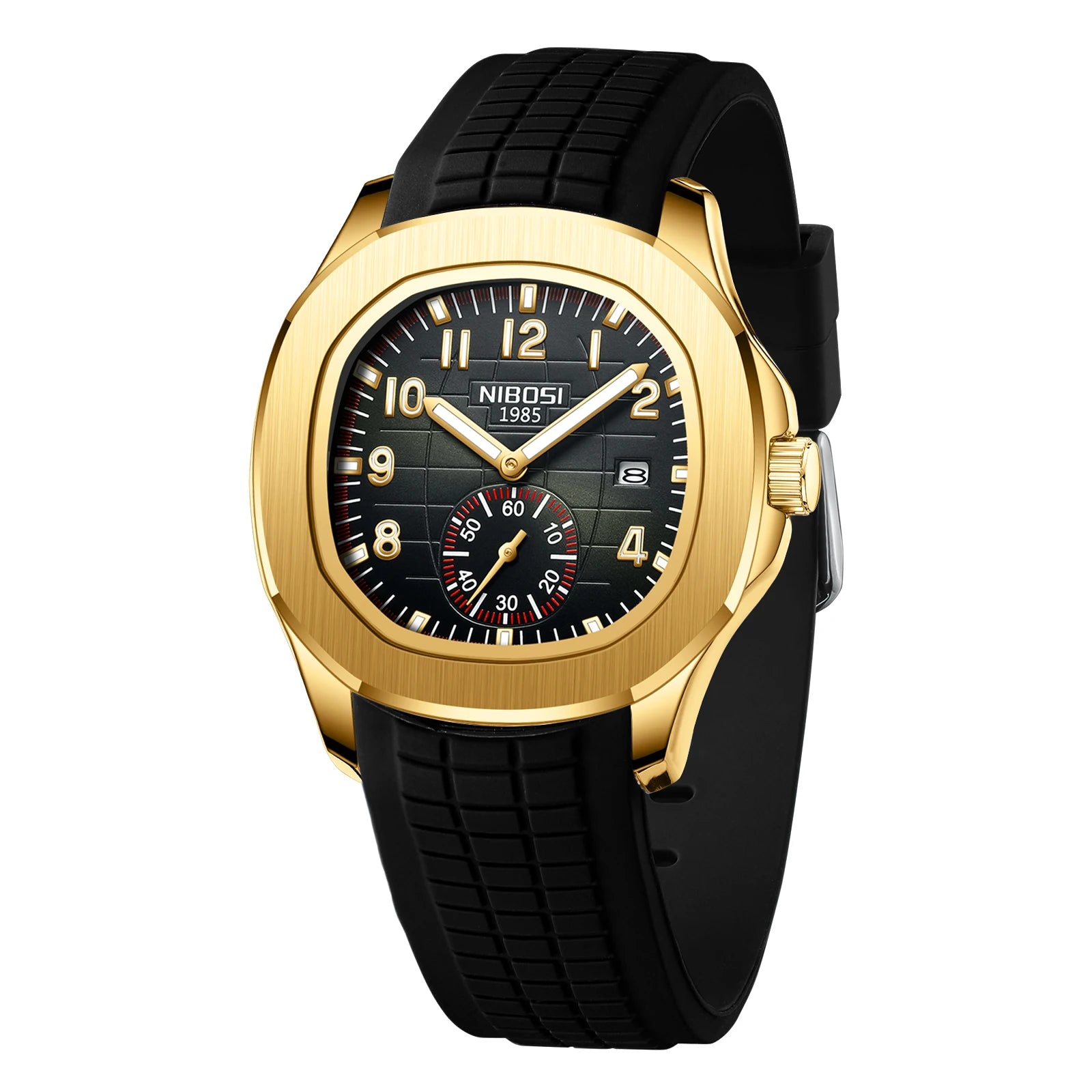 NIBOSI Mens Watches Analog Military Watch with Calendar Black Silicone Strap Waterproof Men’s Wrist Watches Minimalist Designer