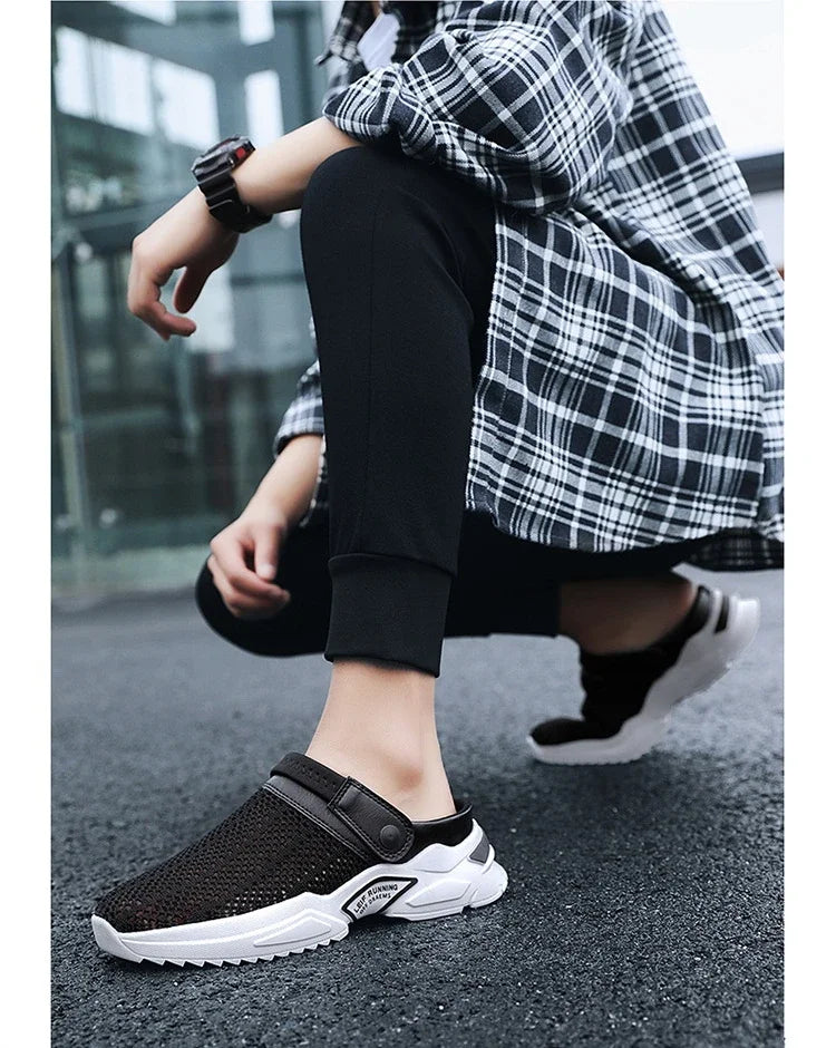 Men Sandals Platform Sandals Designer Mesh Mules Breathable Padded Beach Slippers 2024 Slip on Lightweight Men Sneakers