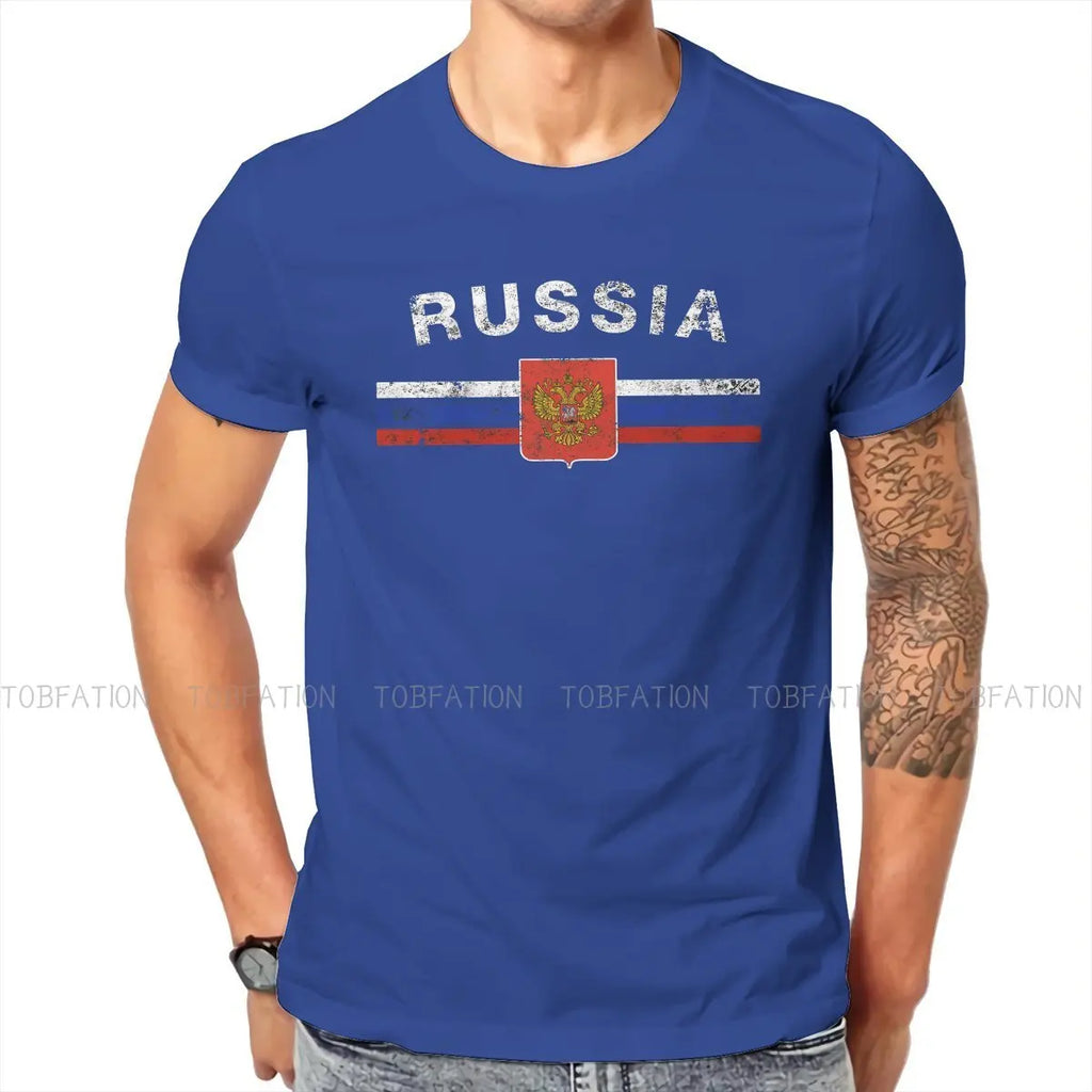 Russian Emblem Russia Flag T Shirt Classic Graphic High Quality Tshirt Loose Crewneck Short Sleeve