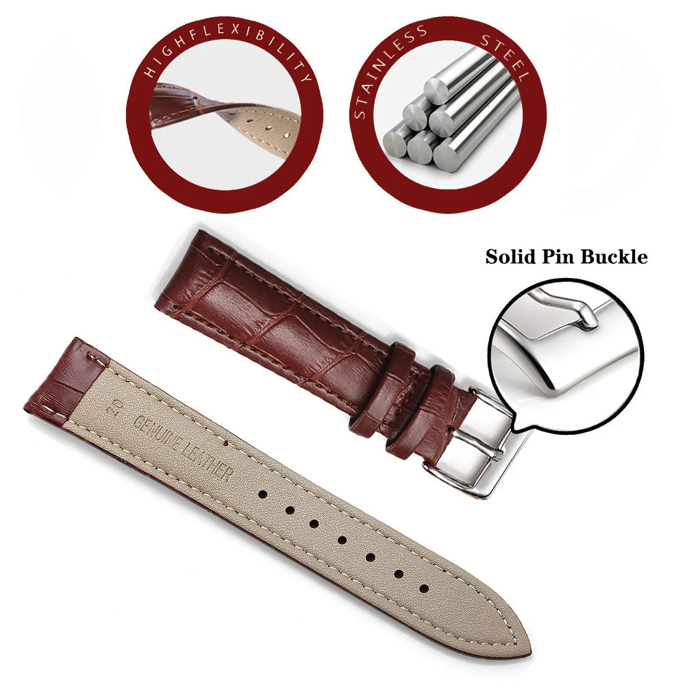 Premium Genuine Leather Watch Band – Multi-Size Wrist Strap