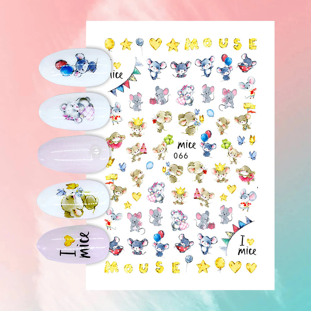 Disney Cartoon Adhesive Nail Stickers Nail Decorative Decals Nail Sliders Stitch Mickey 3D Stickers Press on Nails