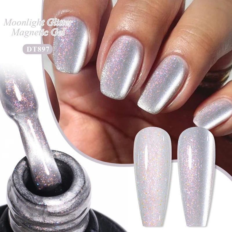 7ml Aurora Cat Magnetic Gel Nail Polish Blue Nails Sparkling Glitter Semi-Permanent Nail Art Soak Off UV Gel Varnish Manicure