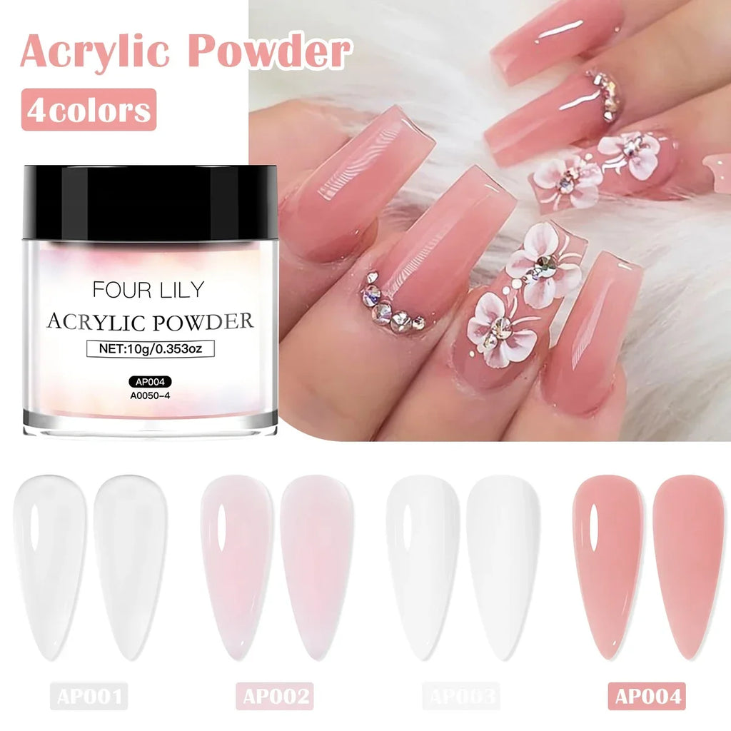 10g Acrylic Nail Powder Nude Pink White Transparent Nail Supplies No Need Lamp Cure Professional Powder for Nails Extension