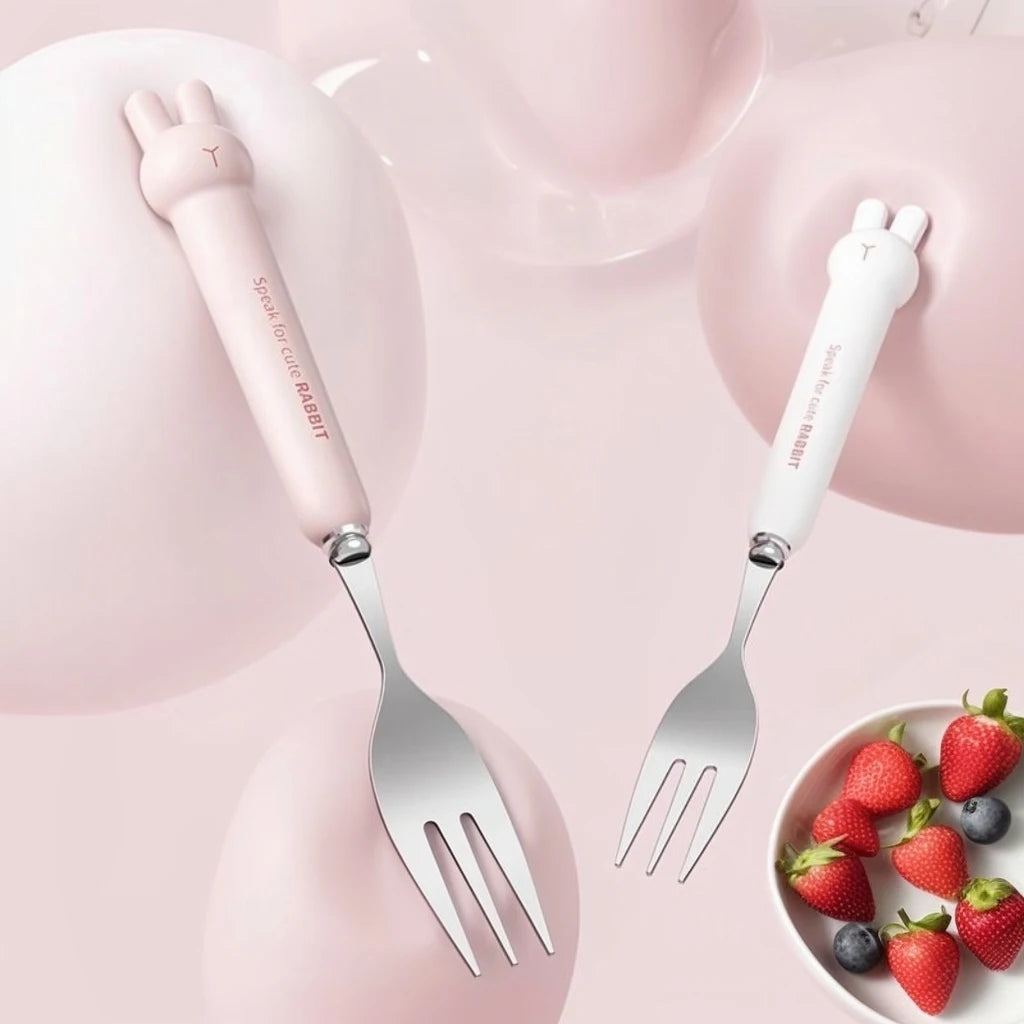 3/4PCS Cute Portable Dinnerware Set Reusable 304 Stainless Steel Fork Spoon Chopsticks With Box Cutlery For Kid Student
