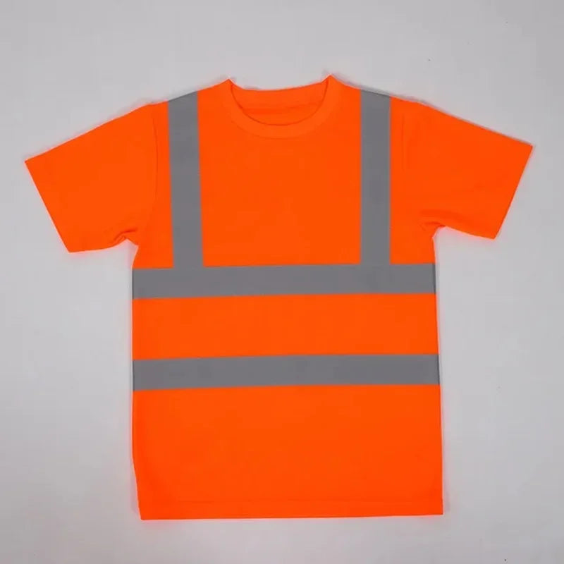 Reflective T-shirt Outdoor Fluorescent High Visibility Safety Work Shirt BreathableT Shirt Vest Quick Dry Sports Night Walking