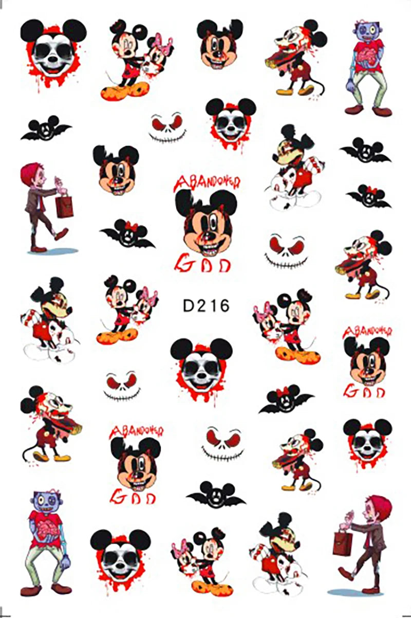 Disney Cartoon Adhesive Nail Stickers Nail Decorative Decals Nail Sliders Stitch Mickey 3D Stickers Press on Nails