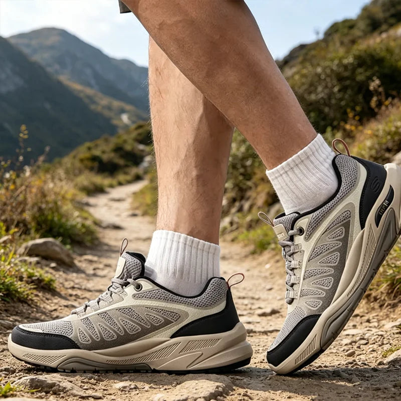 Skechers Men Hiking Shoes, Outdoor Wear-resistant Walking Sneakers 210471-GRY/210471-LGMT