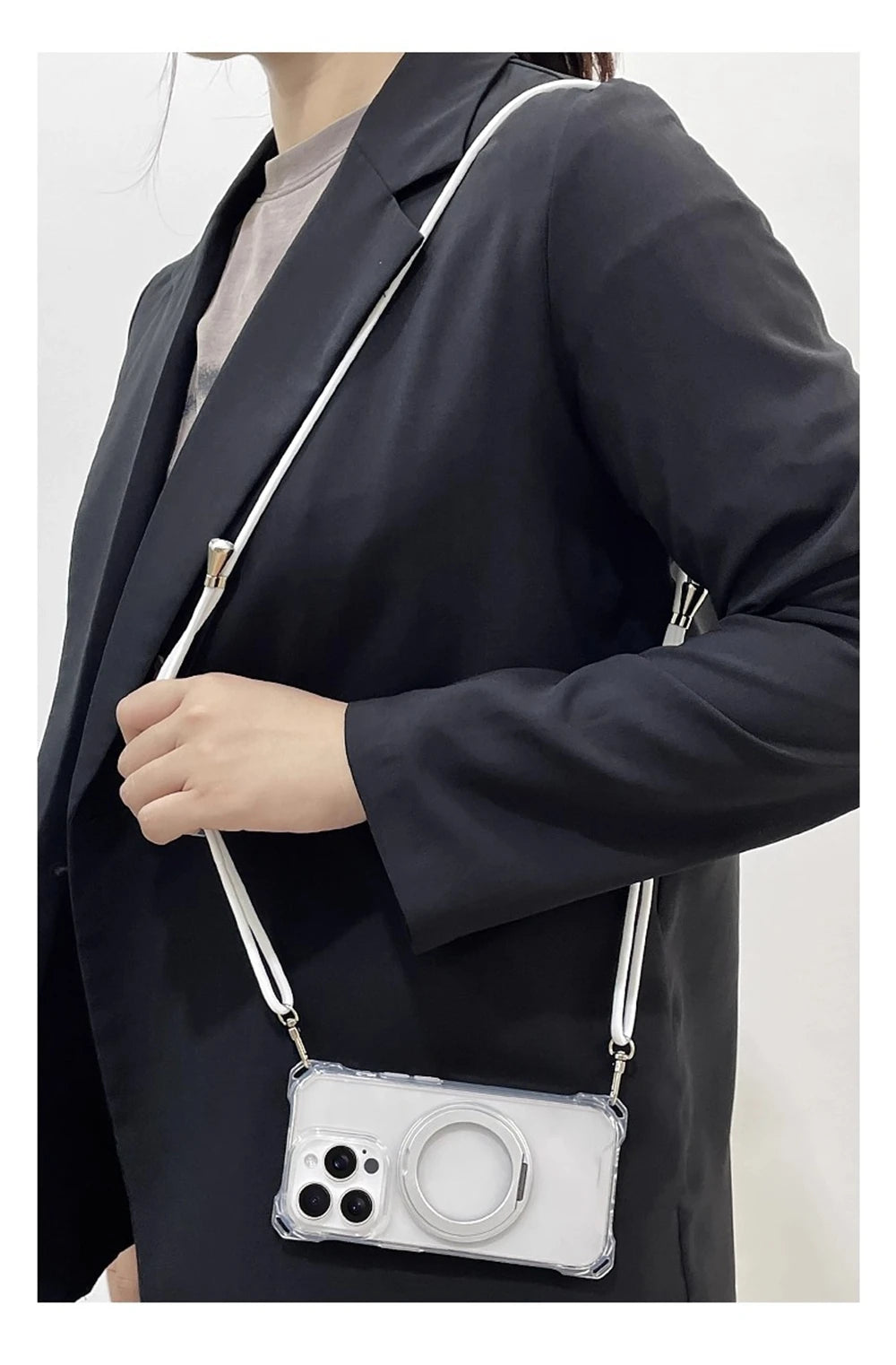Crossbody Lanyard Strap Holder Phone Case For iphone 17 Air 16 15 14 Plus 13 12 11 Pro Max 16E For Magsafe Magnetic Stand Cover