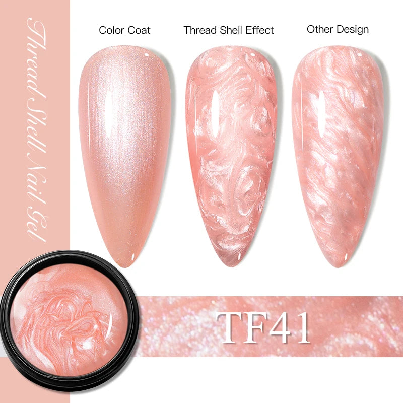 MEET ACROSS 8ml Pearl Shell Thread Gel Nail Polish 3D Semi Permanent Soak Off UV Gel Nail Art Varnish For Nails Manicure DIY