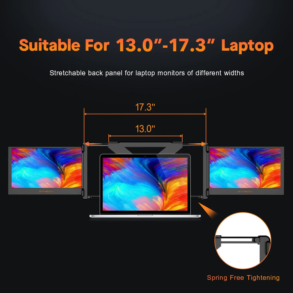 GTMEDIA MATE X 11.6 Inch Portable Monitor 1920*1080 IPS HD Triple Dual Extender Screen Full View Fold For 13.0-17.3 Inch Laptops