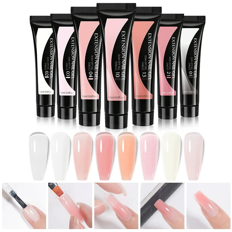 Arte Clavo 2pcs/Set 15ml Jelly Nail Extension Gel Pink White Clear Quick Building UV LED Gel Nails Finger Extensions Nail Art