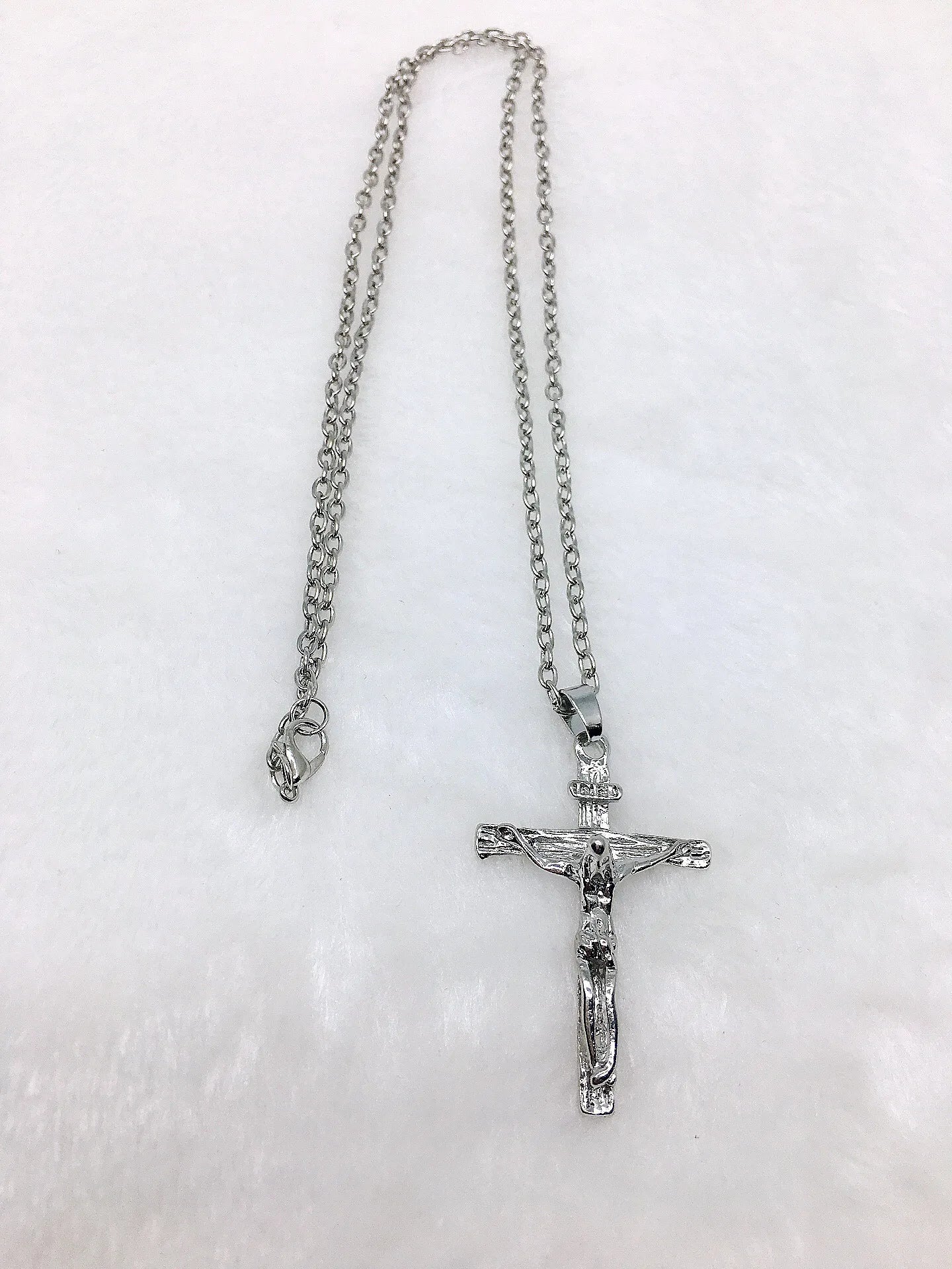 Fashion Crucifix Jesus Christ Men Jewelry Gold Brown Silver Color Metal Cross Pendant With Neck Chain Necklaces For Women