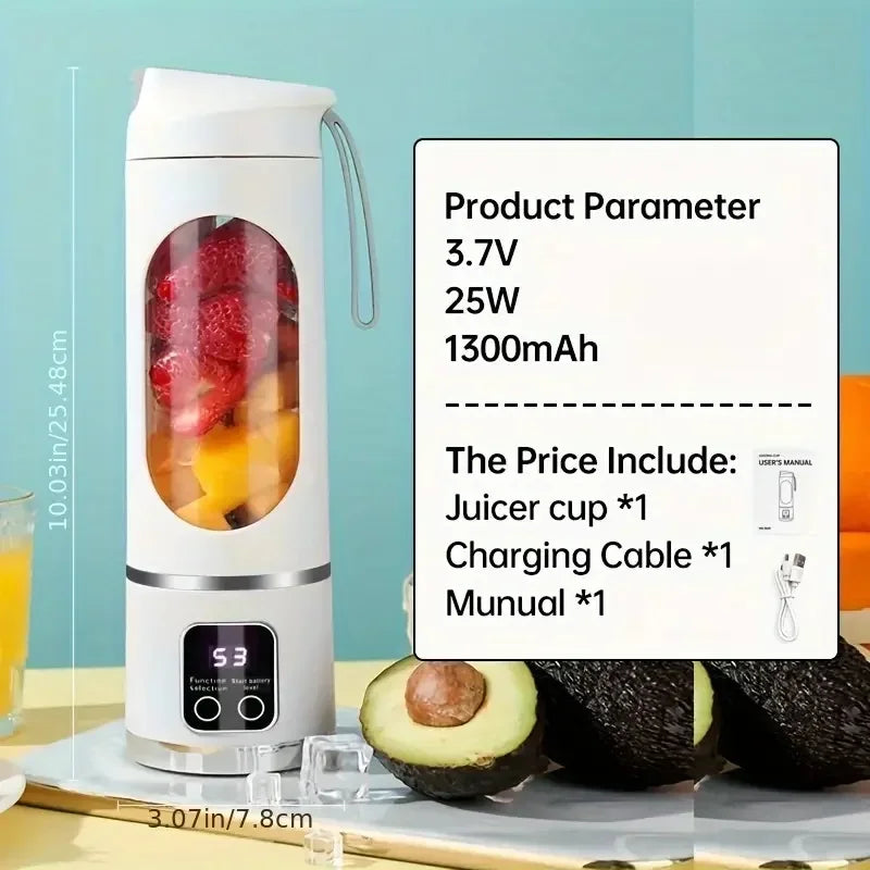 Portable Handheld Juicer Blender, USB Rechargeable Juice Maker for Smoothies Milkshakes Fresh Fruit Juices
