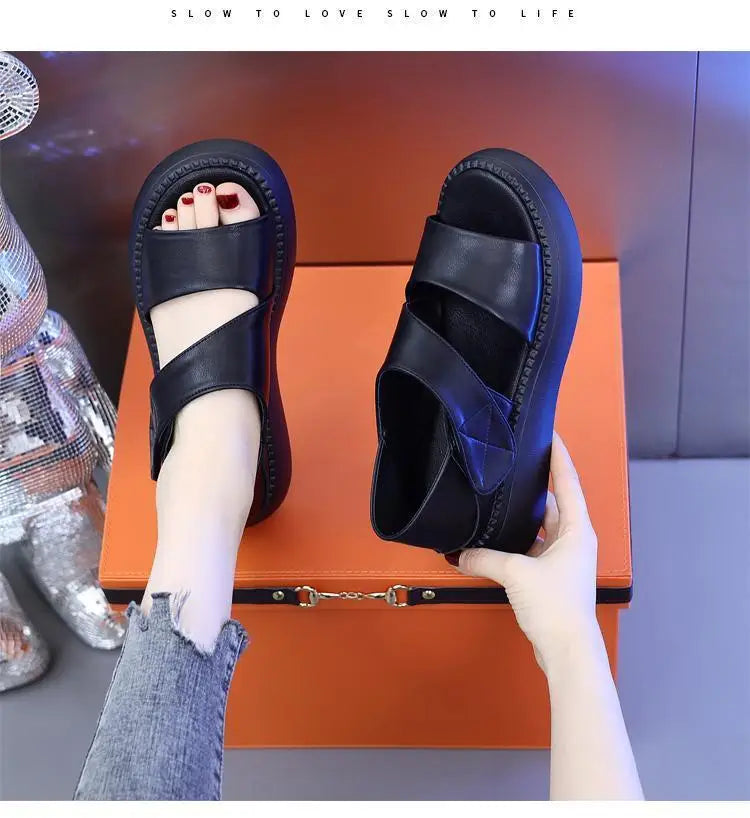 New 2025 Women's Beach Sandals Thick Bottom Roman Shoes comfortable soft sole versatile casual small fresh sandals fashion