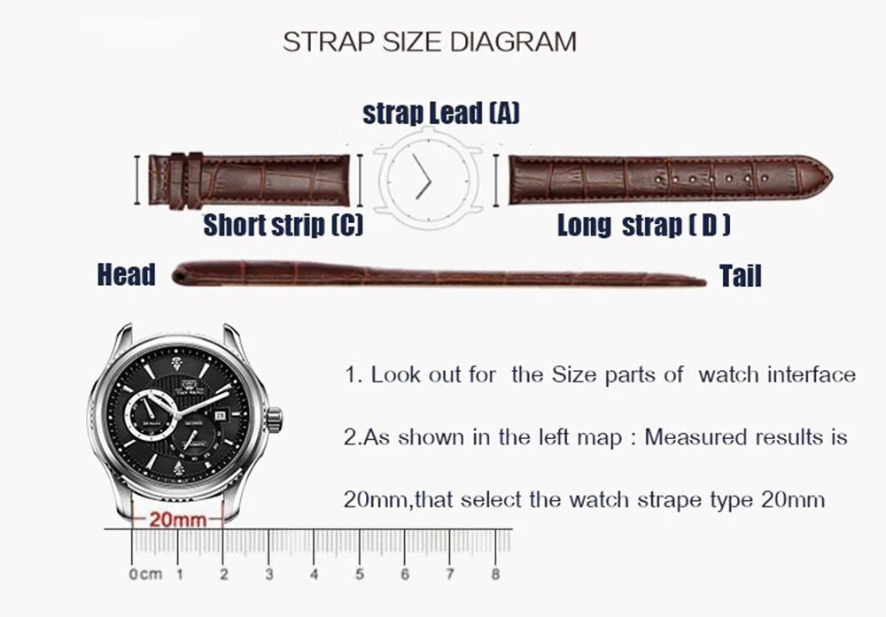 Premium Genuine Leather Watch Band – Multi-Size Wrist Strap
