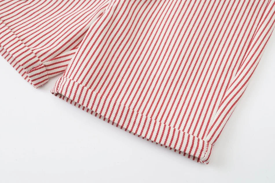 Family Matching Pinstripe Denim Patch Outfits – Baby Girl, Boys & Kids Clothing Set