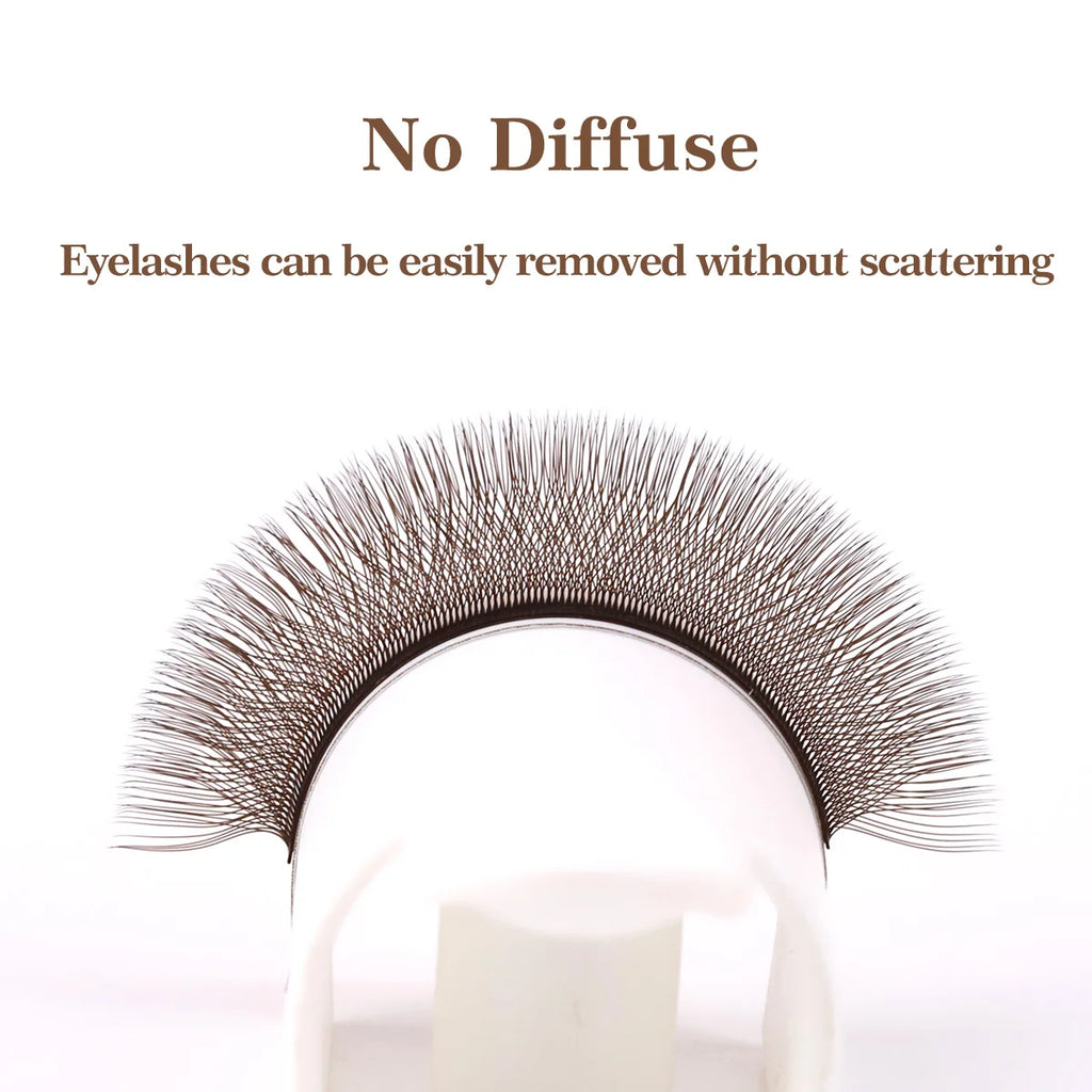 NEW Brown 4D W-Shaped Eyelashes Extension Premium Premade Volume Fan Eyelash Bloom Automatic Flowering Clover Makeup Fake Lashes