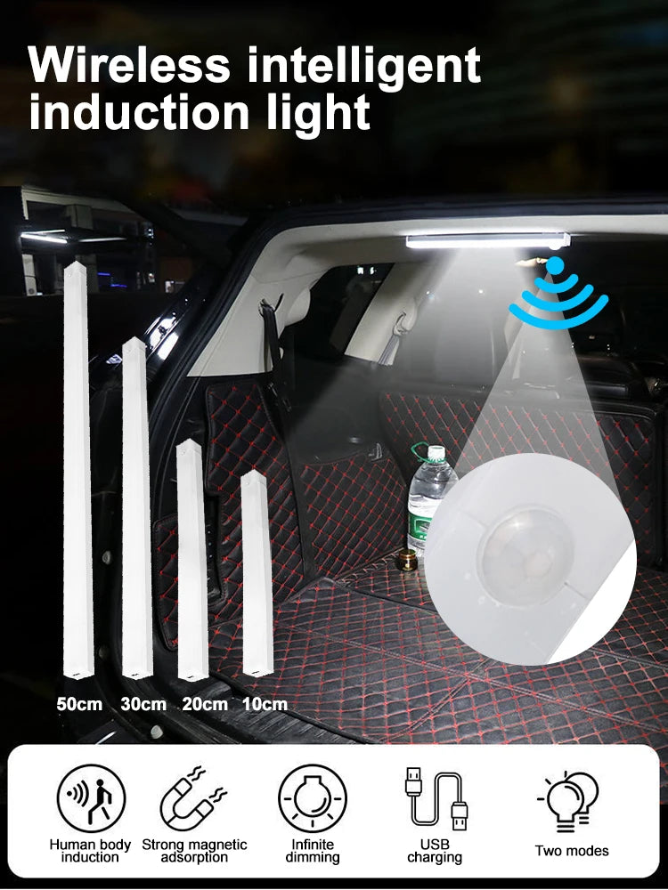 LED Car Sensor Light 10/20/30CM Automatic Induction Light Type-c Rechargeable Smart Lighting Magnetic Maual/Sensing Mode Lamp
