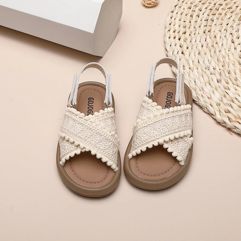 Girl Summer Sandals Classic Fashion Ethnic Style Kids Beach Sandals Fashion Open-toe Versatile Children Non-slip Causal Shoes