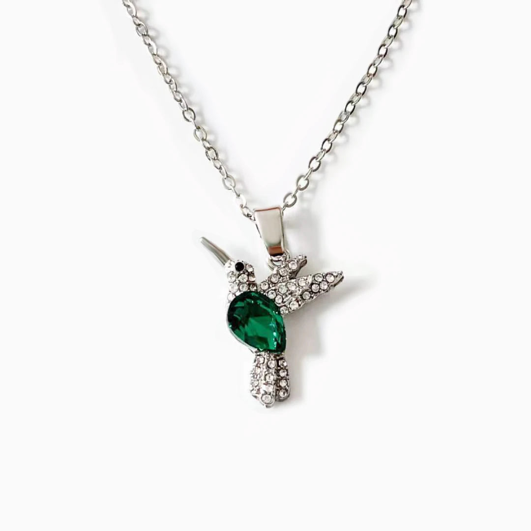 Fashion Crystal Hummingbird Pendant Necklace Exquisite Shiny Zircon Animal Choker Necklace for Women Wedding Party Jewelry Gifts