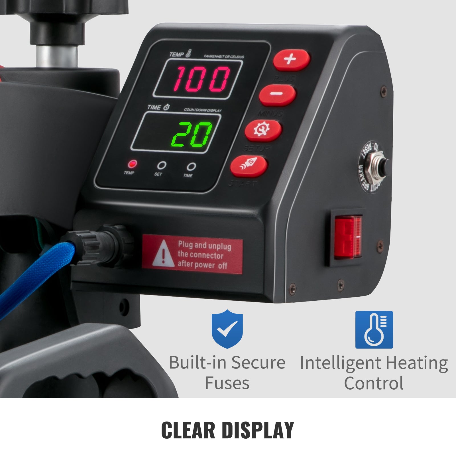 SucceBuy Heat Press 5in1 Heat Press Machine 12x15in Clamshell Sublimation Transfer Printer Digital Precise Temperature Control