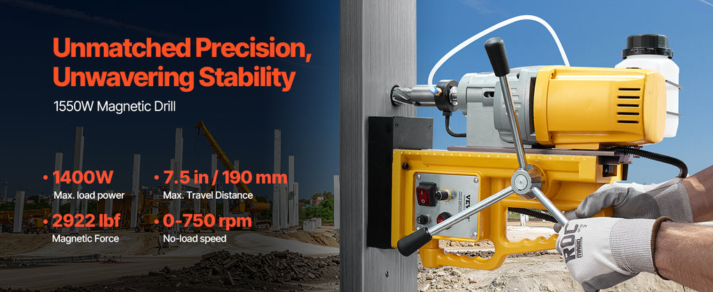 SucceBuy Magnetic Drill Boring Diameter Portable Electric Mag Drill Press Drilling Machine Metal Surface Industrial Improvement